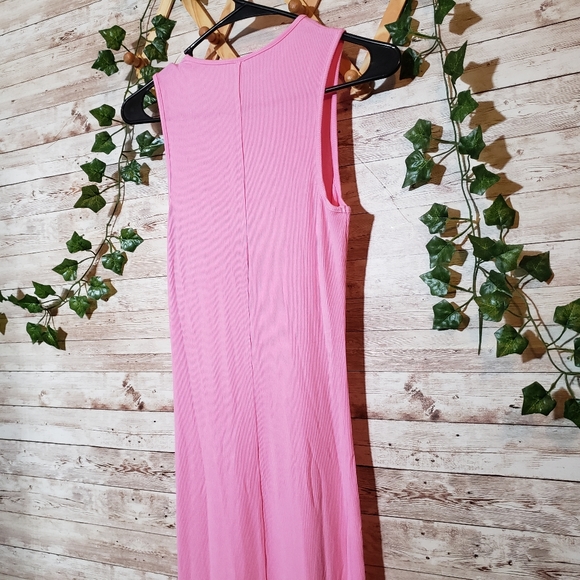 NWOT SKIMS Cotton Candy Soft Lounge Sleeveless Long Dress Pink Maxi Kim K New - Picture 11 of 12